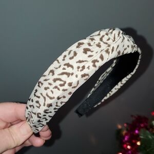 New handmade boutique top knot flexible wide headband animal print